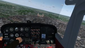 Abbildung 5: Diesen Realitätsgrad darf man beim (allerdings in der Realität nicht erlaubten) Tiefflug über eine deutsche Großstadt erwarten. Wer Nürnberg kennt, wird es in Flightgear nicht wiedererkennen.