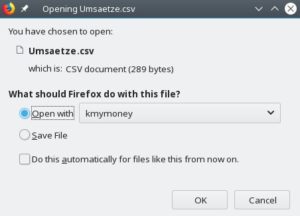 Abbildung 7: CSV-Dateien &ouml;ffnen Sie mit KMyMoney direkt aus dem Webbrowser heraus.