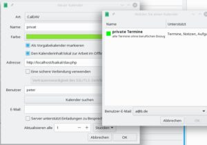 Abbildung 7: Auch Evolution findet anhand der Baikal-Grundadresse alle auf dem Server vorliegenden Kalender und Adressb&uuml;cher.
