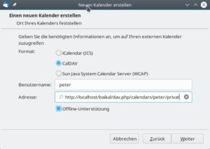 Abbildung 8: In Thunderbird gen&uuml;gt die Basis-Adresse nicht, um die vorhandenen Ressourcen zu finden. Hier m&uuml;ssen Sie falls n&ouml;tig per Hand den Typ, den Nutzernamen und die Token-ID anh&auml;ngen.