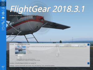 Abbildung 8: Die Startoption <code>--launcher</code> öffnet einen komfortablen Assistenten zur Auswahl von Flughafen, Flugzeug und vielen weiteren Flightgear-Einstellungen.