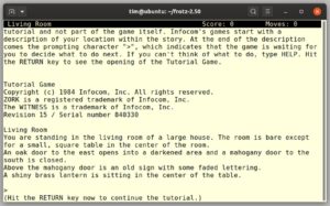 Abbildung 3: Die Demo-Version von "Zork" erkl&auml;rt ganz nebenbei auch die Bedienung und Eigenheiten eines Text-Adventures.