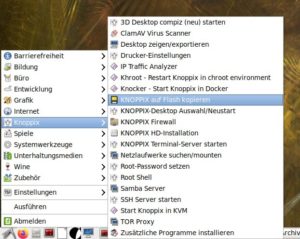 Abbildung 5: Virtualisierung und Container-Funktionen zum Experimentieren im Menü <span class="ui-element">Knoppix</span>.