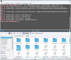 Abbildung 6: Seit dem Duplizieren des Home-Verzeichnisses kamen einige versteckte Ordner hinzu. Es fällt aber dennoch leicht, <code>libreoffice</code> als die Konfiguration der Bürosuite auszumachen.