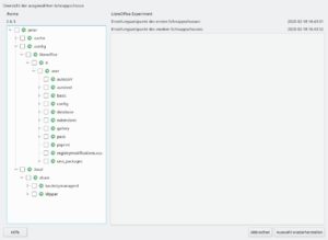 Abbildung 8: Ein Haken vor dem Verzeichnis <span class="ui-element">libreoffice</span> genügt, um mit dem YaST-Modul die zwischen dem ersten und zweiten Home-Schnappschuss vorgenommenen Konfigurationsänderungen rückgängig zu machen.