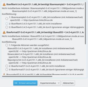 Abbildung 3: Wenn Sie Packman nicht im Verzeichnis <code>/etc/zypp/vendors.d/</code> registrieren, fragt YaST bei jedem auszutauschenden Systempaket gesondert um Erlaubnis.
