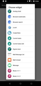 Abbildung 4: Ein Klick auf <span class="ui-element">Edit</span> im zweiten Homescreen erlaubt die Auswahl vieler weiterer Widgets der vorinstallierten Apps.