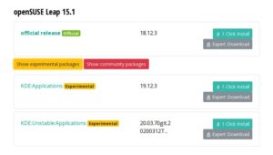 Abbildung 5: Auf dem Build Service finden sich OpenSuse-15.1-Pakete f&uuml;r das stabile Kdenlive&nbsp;19.12.3 sowie die Entwicklerversion&nbsp;20.03.70git.
