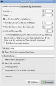 Abbildung 9: Eingaben im Funktionsgenerator.