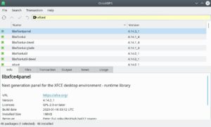 Abbildung 2: Trident setzt auf XBPS f&uuml;r das Paketmanagement. Mit Octoxbps installieren Sie einen grafischen Paketmanager im Stil von Synaptic nach, der im Test dazu diente, XFCE und KDE Plasma zu integrieren.