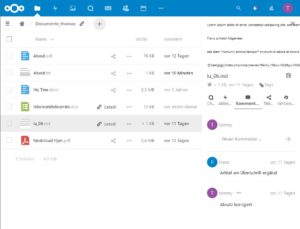 Abbildung 2: Der Datei-Explorer von Nextcloud verfügt über vielfältige, dabei aber relativ leicht nachvollziehbare Funktionen.