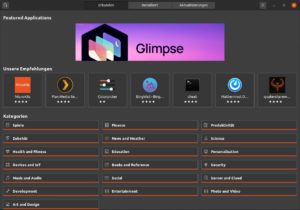 Abbildung 3: Die Paketverwaltung <span class="ui-element">Ubuntu Software</span> ist bei Ubuntu&nbsp;20.04 als Snap eingebunden, was das Verwenden von Flatpaks im System erschwert.