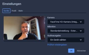 Abbildung 5: In den Einstellungen legen Sie unter anderem fest, welche Hardware Jitsi nutzen soll.