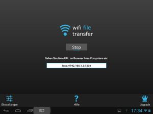 Abbildung 7: Die Android-App Wifi File Transfer stellt per Mausklick eine Verbindung her.