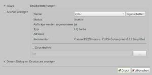 Abbildung 8: Per X2go &uuml;bertragene Programme drucken bei Bedarf auch auf dem Drucker des Clients.