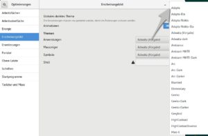Abbildung 1: Schon die in den OpenSuse-Repositoies als Paket (<span class="ui-element">gtk2/3-metathemes</span>) installierbaren und im Programm <span class="ui-element">Optimierungen</span> wählbaren optischen Styles für Gnome-Programme gestalten den Desktop bunter.