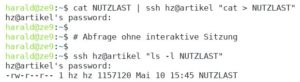 Abbildung 1: Mittels Cat und einer Pipe &uuml;bertragen Sie auf einfache Weise eine einzelne Datei auf einen anderen Host.