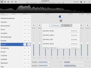 Abbildung 1: Das Gstreamer-Framework enthält eine Reihe von <span class="ui-element">Equalizer</span>-Presets, die sich mithilfe von PulseEffects per Mausklick aktivieren lassen.