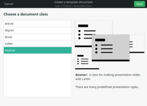 Abbildung 5: Der Template-Wizard von Setzer f&uuml;llt neu erstellte LaTeX-Dokumente automatisiert mit den f&uuml;r das gew&uuml;nschte Format n&ouml;tigen Anweisungen.