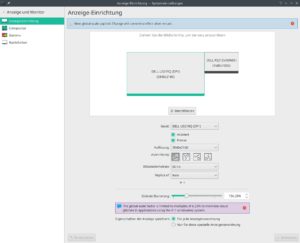 Abbildung 6: Die aktuelle Ausgabe des KDE-Desktops in Version 5.18.4 bietet unter Manjaro 20 mehr Freiheiten bei der Wahl des Vergrößerungsfaktors als Gnome. Die gewählte Skalierung gilt allerdings global für alle angebundenen Displays.