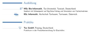 Abbildung 6: Moderntimeline erg&auml;nzt das ModernCV-Template f&uuml;r Bewerbungen um einen grafischen Zeitstrahl, auf dem sich Lebensabschnitte und Zeitpunkte visualisieren lassen.