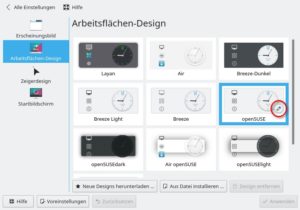 Abbildung 7: Die KDE-Systemeinstellungen gestatten die Auswahl alternativer Shell-Themes, die die Optik der Fensterleiste, der Desktop-Applets und aller weiteren Elemente modifizieren.
