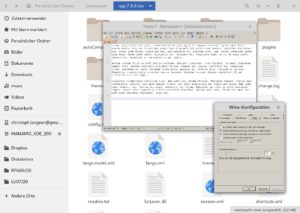 Abbildung 8: Nicht native Anwendungen unter Wine zählen zu den gröbsten Problemfällen, wie hier der Windows-Editor Notepad++: Während der Dateimanager Nautilus sauber skaliert, bleiben die Bedienelemente des Windows-Programms winzig.