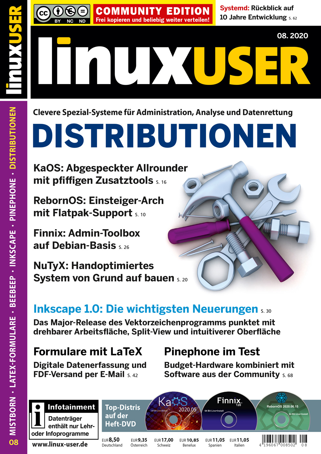 Heftcover LinuxUser Community Edition 08/2020