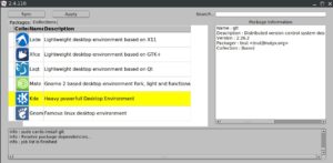 Abbildung 3: NuTyX bietet mit FlCards auch eine grafische Variante des Paketmanagers, die aber nicht alle Befehle des CLI-Pendants kennt.