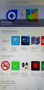 Abbildung 5: OpenStore dient als die bevorzugte Quelle f&uuml;r die Installation von Software bei Ubuntu Touch, die aber das Debian-Paketmanagement nicht ersetzt. Als weitere Quelle b&ouml;ten sich Libertine-Container an, die zum Testzeitpunkt allerdings nicht funktionierten.