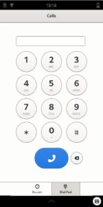 Abbildung 7: Die Wahl-App <span class="ui-element">Calls</span> stammt aus der Entwicklung des Librem&nbsp;5, ebenso wie die Tastatur-App. Anrufe funktionieren bei annehmbarer Sprachqualit&auml;t.