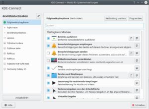 Abbildung 9: KDE-Connect verband das Pinephone zwar mit einem Notebook, allerdings lie&szlig;en sich lediglich Pings austauschen.