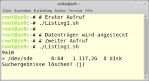 Abbildung 2: F&uuml;hren Sie das Skript aus <a href="#artRef-l1">Listing&nbsp;1</a> jeweils vor und nach dem Anh&auml;ngen eines Datentr&auml;gers aus.