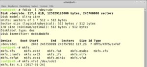 Abbildung 8: Das Kommando <code>mkfs</code> erstellt auf einem Datentr&auml;ger ein Dateisystem.