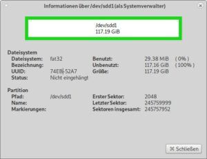 Abbildung 13: Gparted gibt auch Auskunft &uuml;ber die Partitionen und zeigt etwa die UUID an.