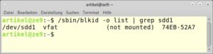 Abbildung 14: Ausgabe des UUID einer mit VFAT formatierten Partition mittels Blkid.