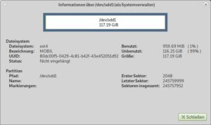 Abbildung 15: Die Ger&auml;teinformation von Gparted zum verwendeten USB-Stick.