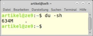 Abbildung 22: Ermittlung des belegten Speicherplatzes des eigenen Home-Verzeichnisses.