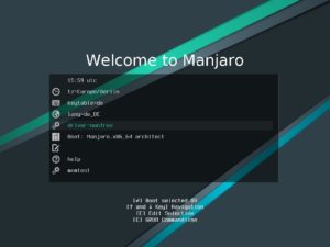 Abbildung 1: Der Bootscreen von Architect unterscheidet sich noch nicht von dem einer der herkömmlichen Manjaro-Varianten. Danach geht es allerdings mit einer textbasierten Oberfläche weiter.