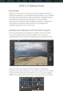 Abbildung 3: Wie inzwischen viele Entwickler von Desktop-Programmen gestaltet das Gimp-Team die Release Notes anschaulich und mit Beispielen.