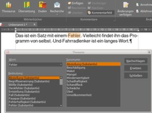 Abbildung 3: Neben Thesaurus bietet Textmaker einen &Uuml;bersetzer, eine Rechtschreibhilfe und eine Online-Recherche an.