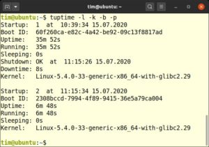 Abbildung 4: Hier hat das System bei beiden Systemstarts denselben Linux-Kernel verwendet. Nach dem ersten Start lief es 35 Minuten, ohne einzuschlafen.