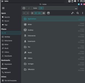 Abbildung 3: Hinter der Maui-App Index verbirgt sich der Dateimanager Dolphin, der mit dem MauiKit entsprechend angepasst wurde.