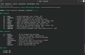 Abbildung 5: Trizen, ein leichtgewichtiges Hilfsprogramm von Arch Linux, erleichtert das Bauen und Installieren von Software-Paketen aus dem Anwenderarchiv AUR.