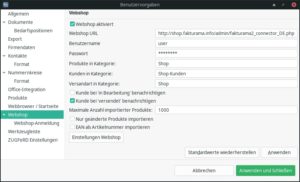 Abbildung 7: Zur Webshop-Integration nutzen Sie den Einstellungsdialog.