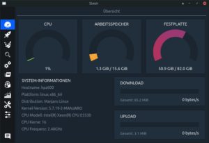 Abbildung 1: Beim Start &ouml;ffnet Stacer ein &uuml;bersichtliches Dashboard.