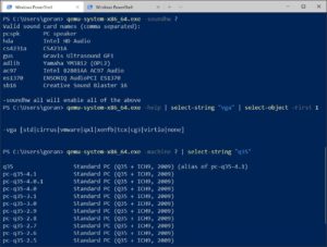 Abbildung 3: Die Konfiguration von Qemu f&auml;llt zugegebenerma&szlig;en nicht so ganz leicht. Doch sobald Sie sich ein wenig mit der Windows-Powershell auskennen, bringen Sie schnell Ordnung in die Ausgabe der Qemu-Hilfe.