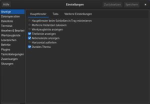 Abbildung 3: In den Einstellungen lässt sich Sunflower umfangreich anpassen: Per Mausklick ordnen Sie die Panels horizontal an oder aktivieren ein dunkles Theme.