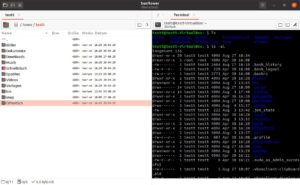 Abbildung 4: Bei Bedarf blenden Sie mit der Tastenkombination <span class="key-combo">[Strg]+[Z]</span> in die gerade aktive H&auml;lfte des Dateimanagers ein Terminalfenster ein.