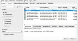 Abbildung 5: Das Paket <span class="ui-element">inkscape</span> installiert – naheliegenderweise – das Programm Inkscape. Empfehlenswerte Erweiterungs- und Sprachpakete wählt die Paketverwaltung automatisch aus.